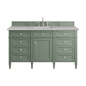 James Martin Furniture Brittany 60'' Single Vanity in Smokey Celadon with 3cm (1-3/8'' ) Thick Eternal Serena Top and Rectangle Undermount Sink