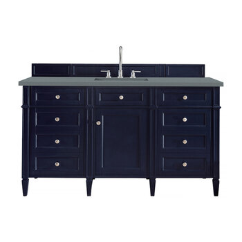 James Martin Furniture Brittany 60'' Single Vanity in Victory Blue with 3cm (1-3/8'' ) Thick Cala Blue Quartz Top and Rectangle Undermount Sink