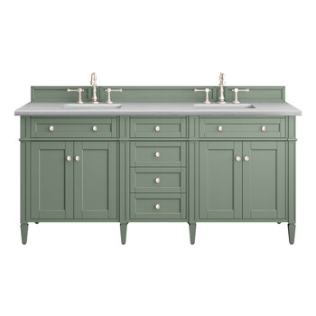 James Martin Furniture Brittany 72''  Double Vanity in Smokey Celadon with 3cm (1-3/8'' ) Thick Arctic Fall Top and Rectangle Undermount Sinks
