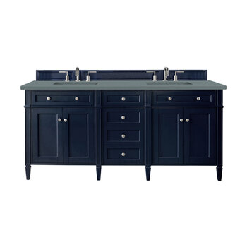 James Martin Furniture Brittany 72''  Double Vanity in Victory Blue with 3cm (1-3/8'' ) Thick Cala Blue Quartz Top and Rectangle Undermount Sinks