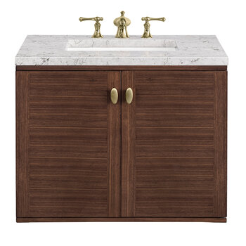 James Martin Furniture Amberly 30'' Single Vanity in Mid-Century Walnut with 3cm (1-3/8'') Thick Eternal Jasmine Pearl Top and Rectangle Undermount Sink
