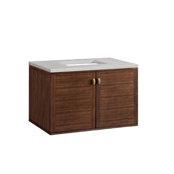 James Martin Furniture Amberly 36'' Single Vanity in Mid-Century Walnut with 3cm (1-3/8'') Thick Eternal Serena Top and Rectangle Undermount Sink