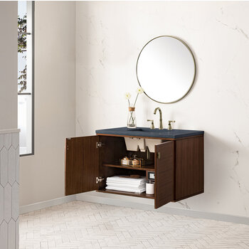 James Martin Furniture Amberly 36'' Single Vanity in Mid-Century Walnut, Base Cabinet Only