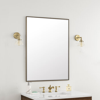 James Martin Furniture Rohe 30'' W x 40'' H Wall Mounted Mirror with Champagne Brass Frame