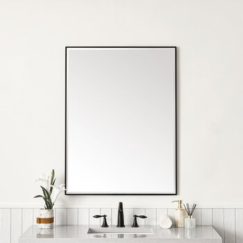 James Martin Furniture Rohe 30'' W x 40'' H Wall Mounted Mirror with Matte Black Frame