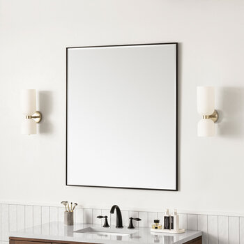 James Martin Furniture Rohe 36'' W x 42'' H Wall Mounted Mirror with Matte Black Frame