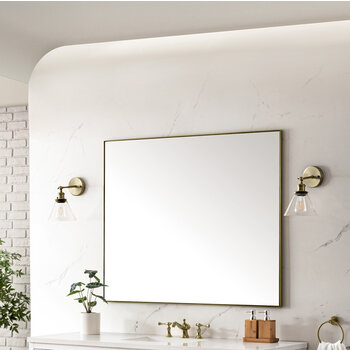 James Martin Furniture Rohe 48'' W x 40'' H Wall Mounted Mirror with Champagne Brass Frame