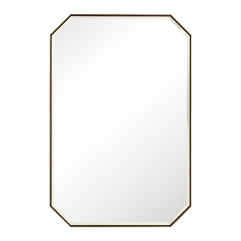 James Martin Furniture Rohe 24'' W x 36'' H Wall Mounted Octagonal Mirror with Champagne Brass Frame