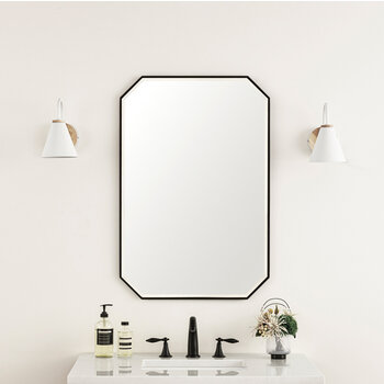 James Martin Furniture Rohe 24'' W x 36'' H Wall Mounted Octagonal Mirror with Matte Black Frame