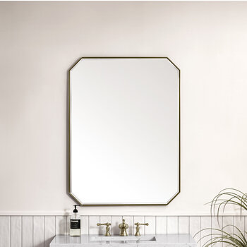 James Martin Furniture Rohe 30'' W x 40'' H Wall Mounted Octagonal Mirror with Champagne Brass Frame
