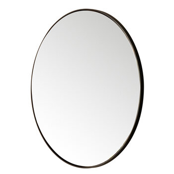 James Martin Furniture Rohe 30'' Diameter Wall Mounted Round Mirror with Matte Black Frame