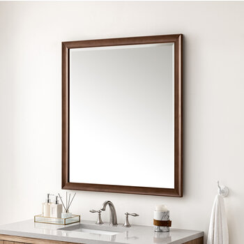 James Martin Furniture Glenbrooke 36'' W x 40'' H Wall Mounted Rectangle Mirror with Mid-Century Walnut Frame