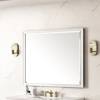James Martin Furniture Glenbrooke 48'' W x 40'' H Wall Mounted Rectangle Mirror with Bright White Frame