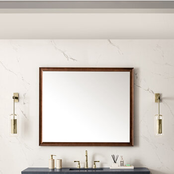 James Martin Furniture Glenbrooke 48'' W x 40'' H Wall Mounted Rectangle Mirror with Mid-Century Walnut Frame