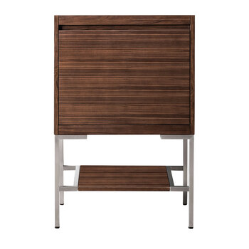 James Martin Furniture Milan 23-5/8'' W Single Vanity Cabinet in Mid Century Walnut and Brushed Nickel Metal Base Only (No Top)