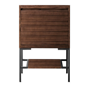 James Martin Furniture Milan 23-5/8'' W Single Vanity Cabinet in Mid Century Walnut and Matte Black Metal Base Only (No Top)