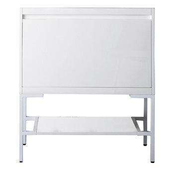 James Martin Furniture Milan 31-1/2'' W Single Vanity Cabinet in Glossy White and Glossy White Metal Base Only (No Top)