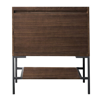 James Martin Furniture Milan 31-1/2'' W Single Vanity Cabinet in Mid Century Walnut and Matte Black Metal Base Only (No Top)