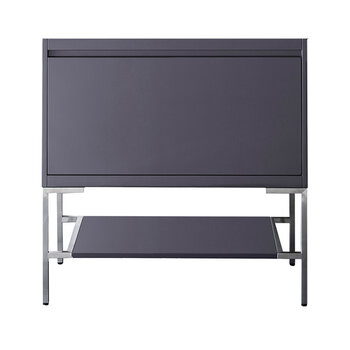 James Martin Furniture Milan 35-3/8'' W Single Vanity Cabinet in Modern Grey Glossy and Brushed Nickel Metal Base Only (No Top)