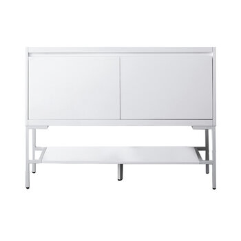James Martin Furniture Milan 47-5/16'' W Single Vanity Cabinet in Glossy White and Glossy White Metal Base Only (No Top)