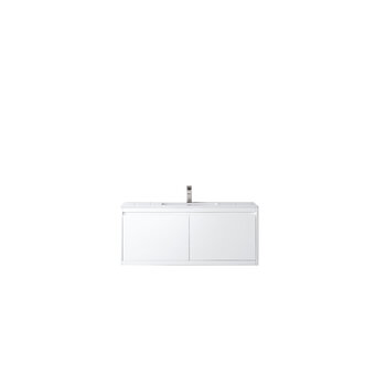 James Martin Furniture Milan 47-5/16'' W Single Vanity Cabinet, Glossy White with Glossy White Composite Top, 47-5/16''  W x 18-1/8''  D x 20-5/8''  H