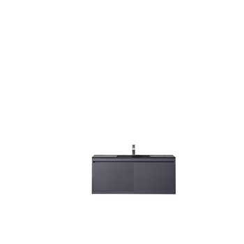 James Martin Furniture Milan 47-5/16'' W Single Vanity Cabinet, Modern Grey Glossy with Charcoal Black Composite Top, 47-5/16''  W x 18-1/8''  D x 20-5/8''  H