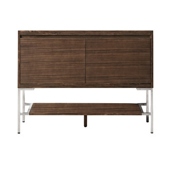 James Martin Furniture Milan 47-5/16'' W Single Vanity Cabinet in Mid Century Walnut and Brushed Nickel Metal Base Only (No Top)