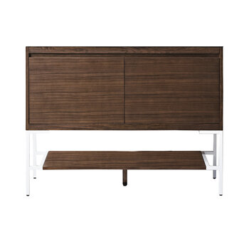 James Martin Furniture Milan 47-5/16'' W Single Vanity Cabinet in Mid Century Walnut and Glossy White Metal Base Only (No Top)