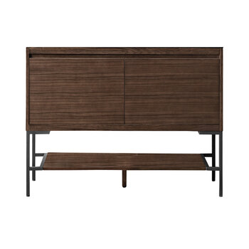 James Martin Furniture Milan 47-5/16'' W Single Vanity Cabinet in Mid Century Walnut and Matte Black Metal Base Only (No Top)