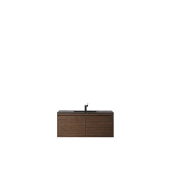 James Martin Furniture Milan 47-5/16'' W Single Vanity Cabinet, Mid Century Walnut with Charcoal Black Composite Top, 47-5/16''  W x 18-1/8''  D x 20-5/8''  H