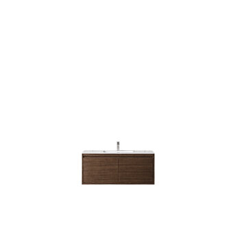 James Martin Furniture Milan 47-5/16'' W Single Vanity Cabinet, Mid Century Walnut with Glossy White Composite Top, 47-5/16''  W x 18-1/8''  D x 20-5/8''  H