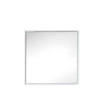 James Martin Furniture Milan 35-3/8" Wide Square Cube Mirror, Glossy White, 35-3/8" W x 4-1/2"D x 35-3/8" H