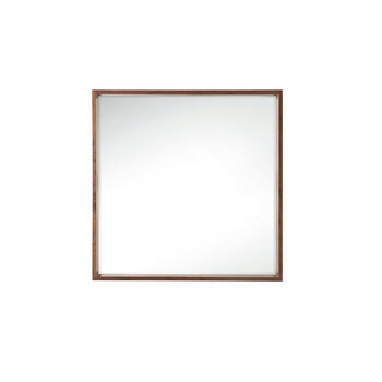 James Martin Furniture Milan 35-3/8" Wide Square Cube Mirror, Mid Century Walnut, 35-3/8" W x 4-1/2"D x 35-3/8" H