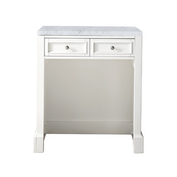 James Martin Furniture De Soto 30'' W Countertop Unit (Makeup Counter) in Bright White with 3cm (1-3/8'') Thick Carrara Marble Top