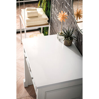 James Martin Furniture De Soto 30'' W Countertop Unit (Makeup Counter) in Bright White with 3cm (1-3/8'') Thick Classic White Quartz Top