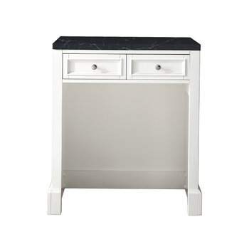 James Martin Furniture De Soto 30'' W Countertop Unit (Makeup Counter) in Bright White with 3cm (1-3/8'') Thick Charcoal Soapstone Quartz Top