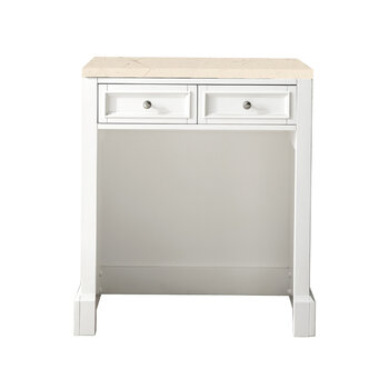James Martin Furniture De Soto 30'' W Countertop Unit (Makeup Counter) in Bright White with 3cm (1-3/8'') Thick Eternal Marfil Quartz Top