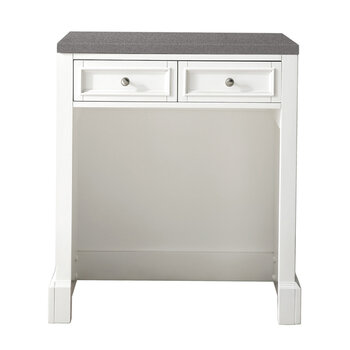 James Martin Furniture De Soto 30'' W Countertop Unit (Makeup Counter) in Bright White with 3cm (1-3/8'') Thick Grey Expo Quartz Top