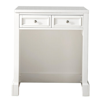 James Martin Furniture De Soto 30''  Countertop  Unit (Makeup Counter), Bright White w/ 3cm (1-3/8'') Thick White Zeus Quartz Top