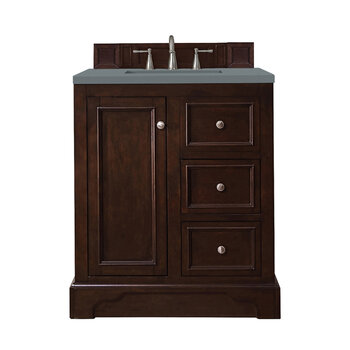 James Martin Furniture De Soto 30'' Single Vanity in Burnished Mahogany with 3cm (1-3/8'' ) Thick Cala Blue Quartz Top and Rectangle Undermount Sink