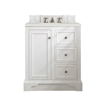 James Martin Furniture De Soto 30'' Single Vanity, Bright White w/ 3 cm (1-3/8'') Thick Lime Delight Quartz Top and Rectangle Undermount Sink Product View