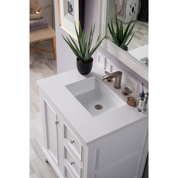 James Martin Furniture De Soto 30'' Bright White w/ White Zeus Top View