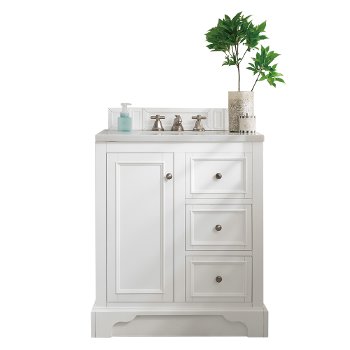 James Martin Furniture 30'' Bright White w/ Arctic Fall Top Front Product View