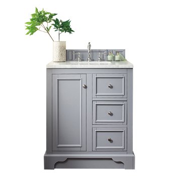 James Martin Furniture 30'' Silver Gray w/ Carrara Marble Top Front Product View