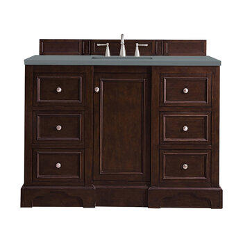 James Martin Furniture De Soto 48'' Single Vanity in Burnished Mahogany with 3cm (1-3/8'' ) Thick Cala Blue Quartz Top and Rectangle Undermount Sink