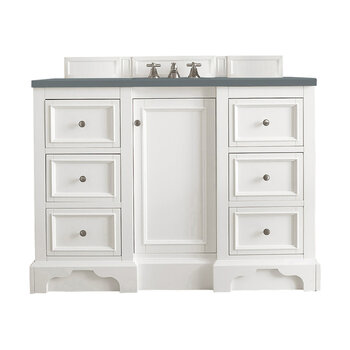 James Martin Furniture De Soto 48'' Single Vanity in Bright White with 3cm (1-3/8'' ) Thick Cala Blue Quartz Top and Rectangle Undermount Sink