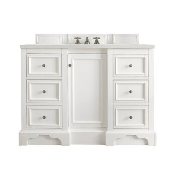 James Martin Furniture De Soto 48'' Single Vanity, Bright White w/ 3 cm (1-3/8'') Thick Lime Delight Quartz Top and Rectangle Undermount Sink Product View