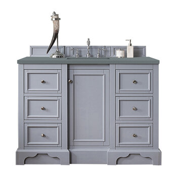 James Martin Furniture De Soto 48'' Single Vanity in Silver Gray with 3cm (1-3/8'' ) Thick Cala Blue Quartz Top and Rectangle Undermount Sink