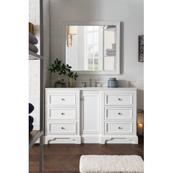 James Martin Furniture 60'' Bright White w/ Arctic Fall Top Front View