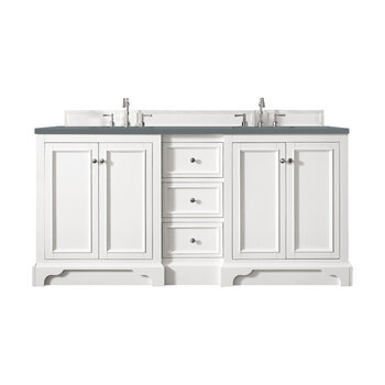 James Martin Furniture De Soto 72''  Double Vanity in Bright White with 3cm (1-3/8'' ) Thick Cala Blue Quartz Top and Rectangle Undermount Sinks